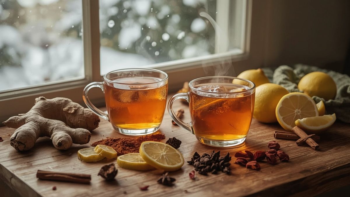 zimowe napary, zima, herbata, imbir, cytryna