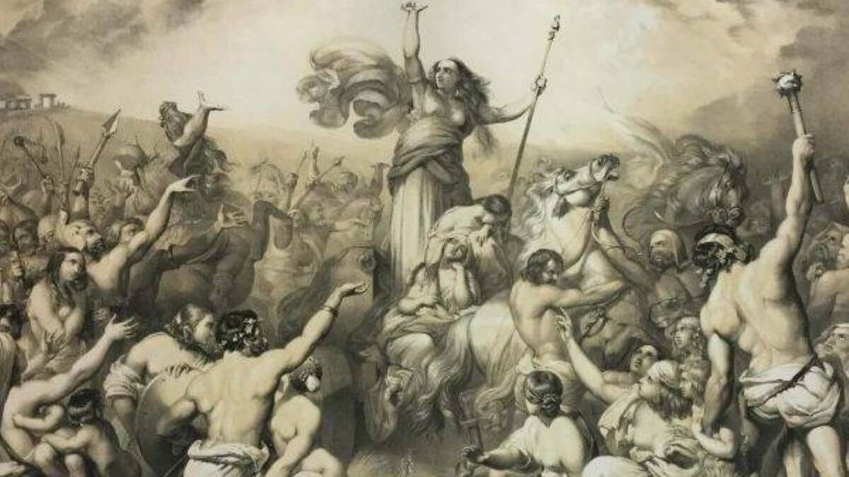 Brytowie walczący z Rzymem po przemówieniu Boudiki