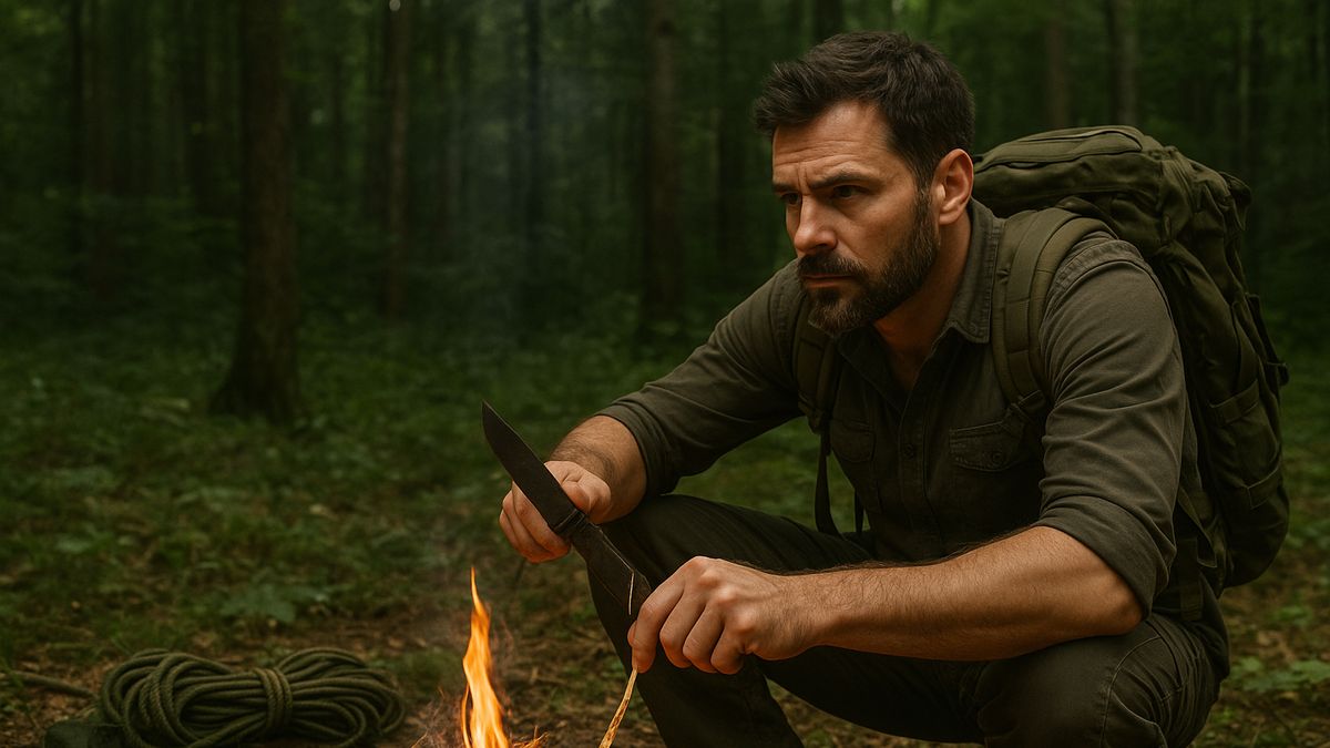 survival, mężczyzna, las, przygoda