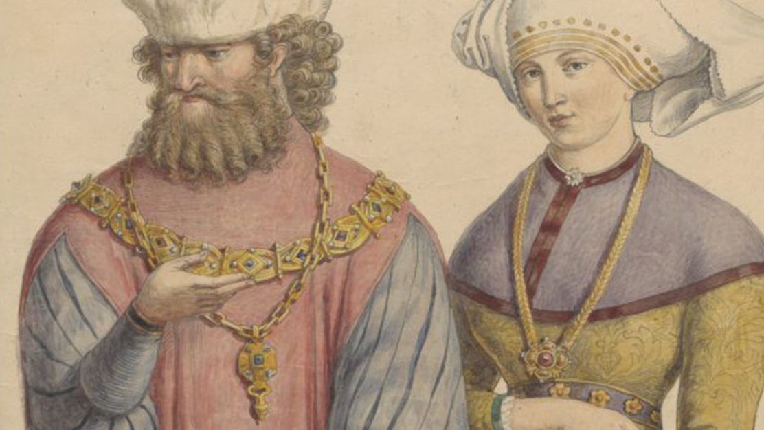 Wilhelm Habsburg i Jadwiga Andegaweńska. Obraz przerysowany przez Aleksandra Lessera