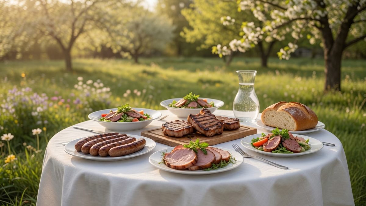 Majówka, grill, kiełbasy, karkówka, steki