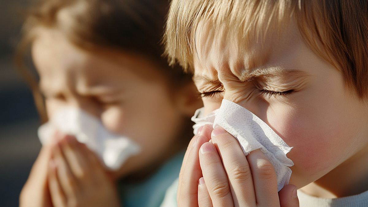 sneezing photo of children