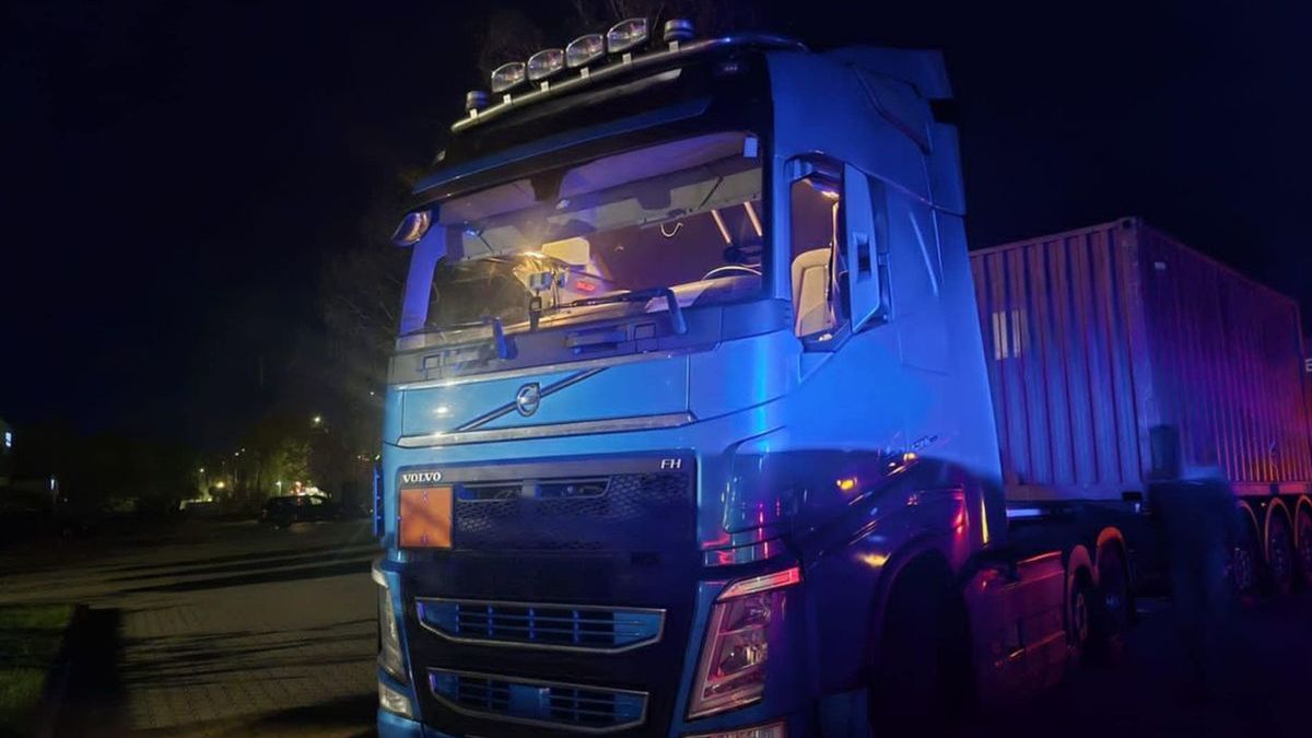 Zatrzymana ciężarówka 