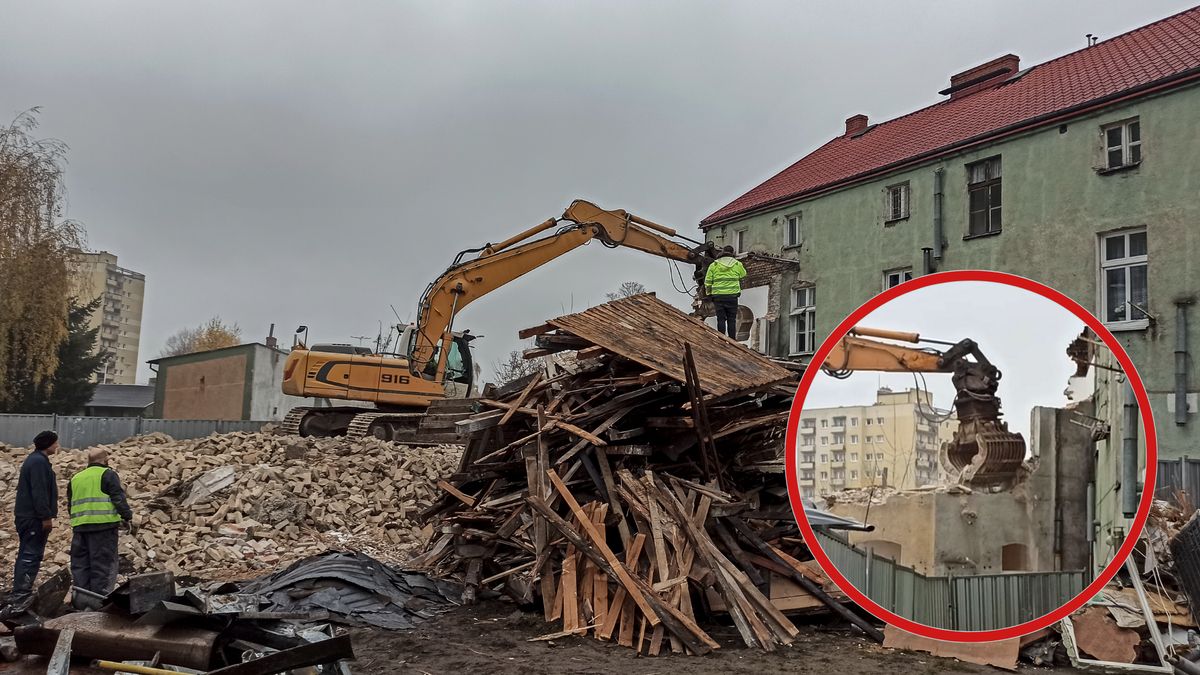 Wyburzanie kamienicy przy ul. Bydgoskiej 71