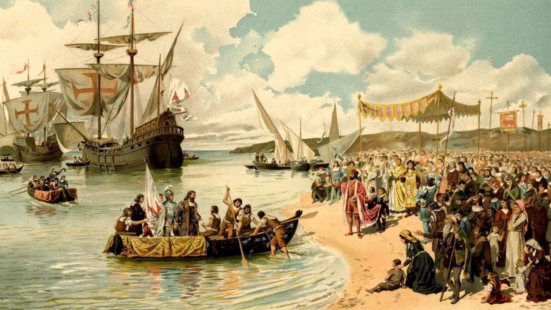 Wypłynięcie ekspedycji Vasco da Gamy na obrazie Alfredo Roque Gameiro