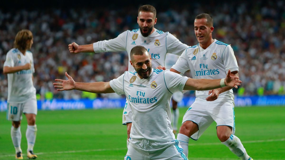 Zdjęcie okładkowe artykułu: Getty Images / Karim Benzema cieszy się ze strzelonej bramki