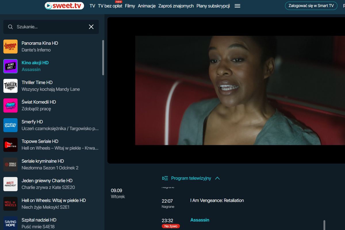 Kanały Kino akcji HD i Filmy grozy HD dostępne za darmo