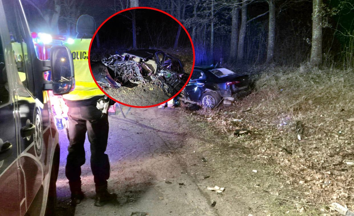 Zdjęcie: Tragiczny wypadek pod Iławą. Młody kierowca zginął na miejscu