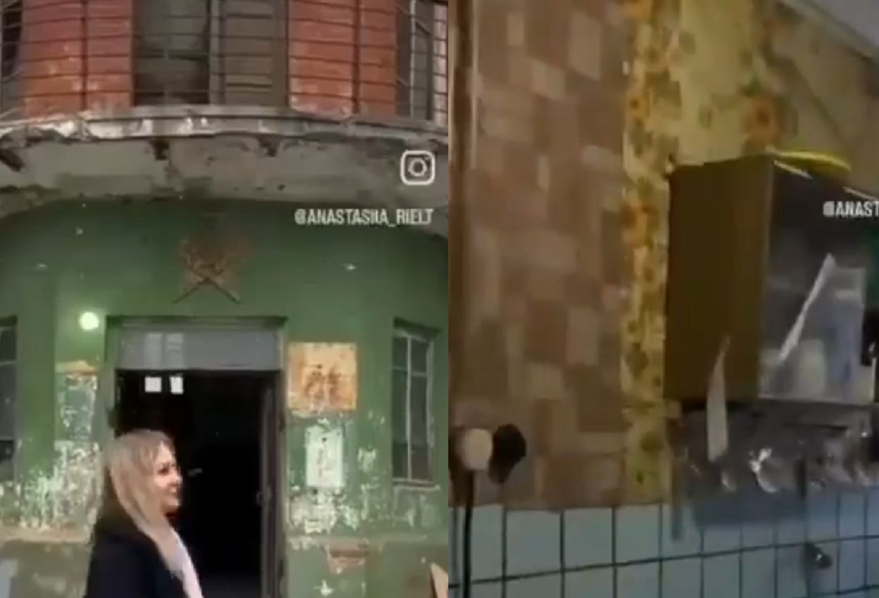 A distressing view of an apartment building in Kazan, Russia