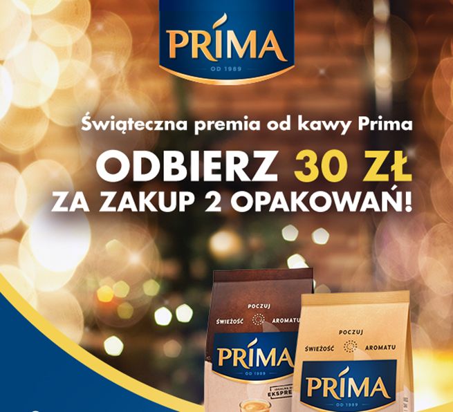 Cashback w Biedronce pod hasłem „Świąteczna premia od kawy Prima”