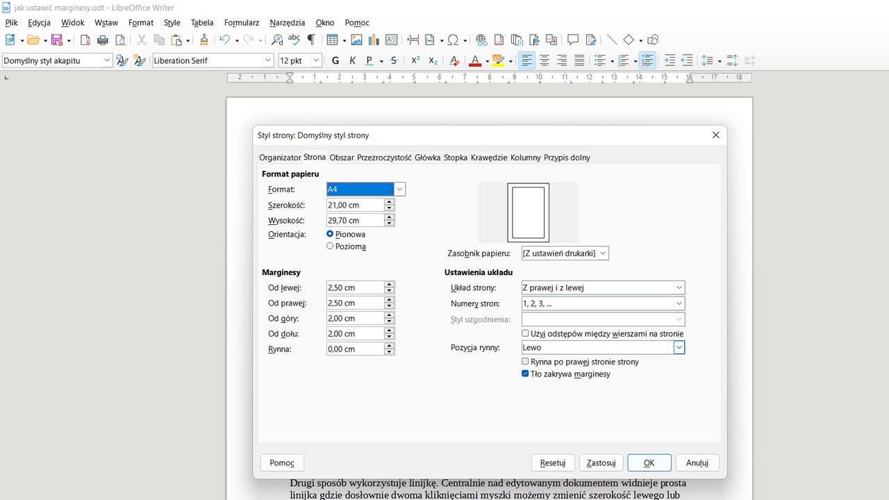Libreoffice Zmiana Orientacji Jednej Strony