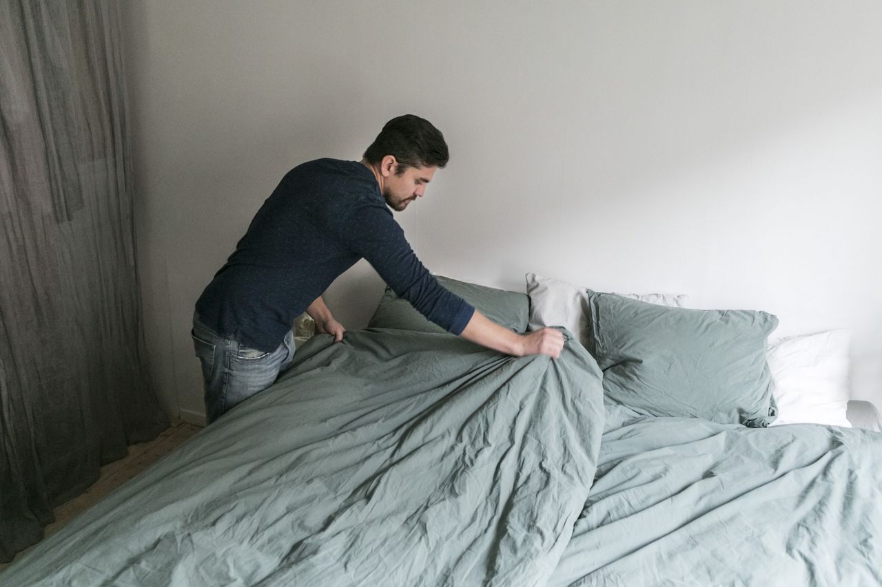 The first thing I do is make the bed