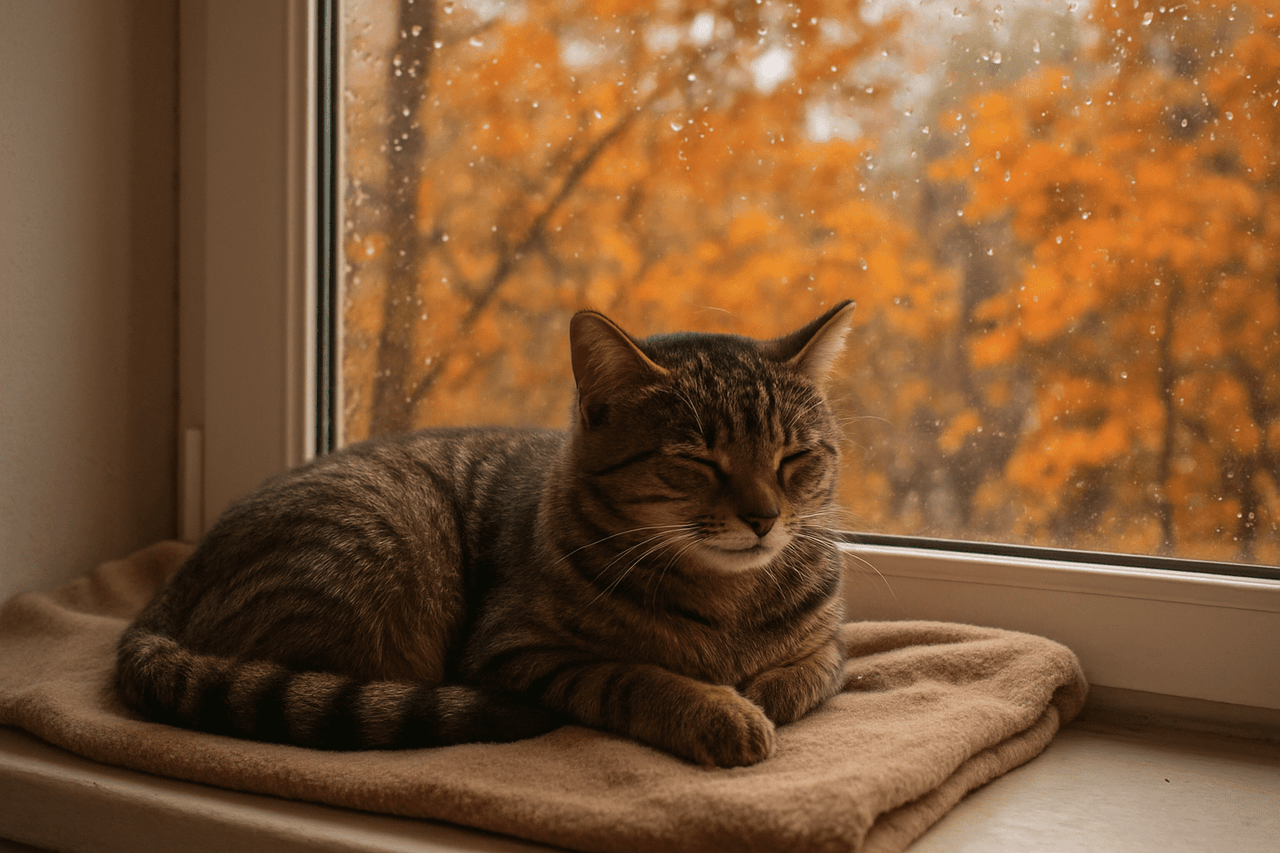 Jesień z kotem. Jak zmienia się kocie zachowanie i potrzeby w chłodniejsze dni