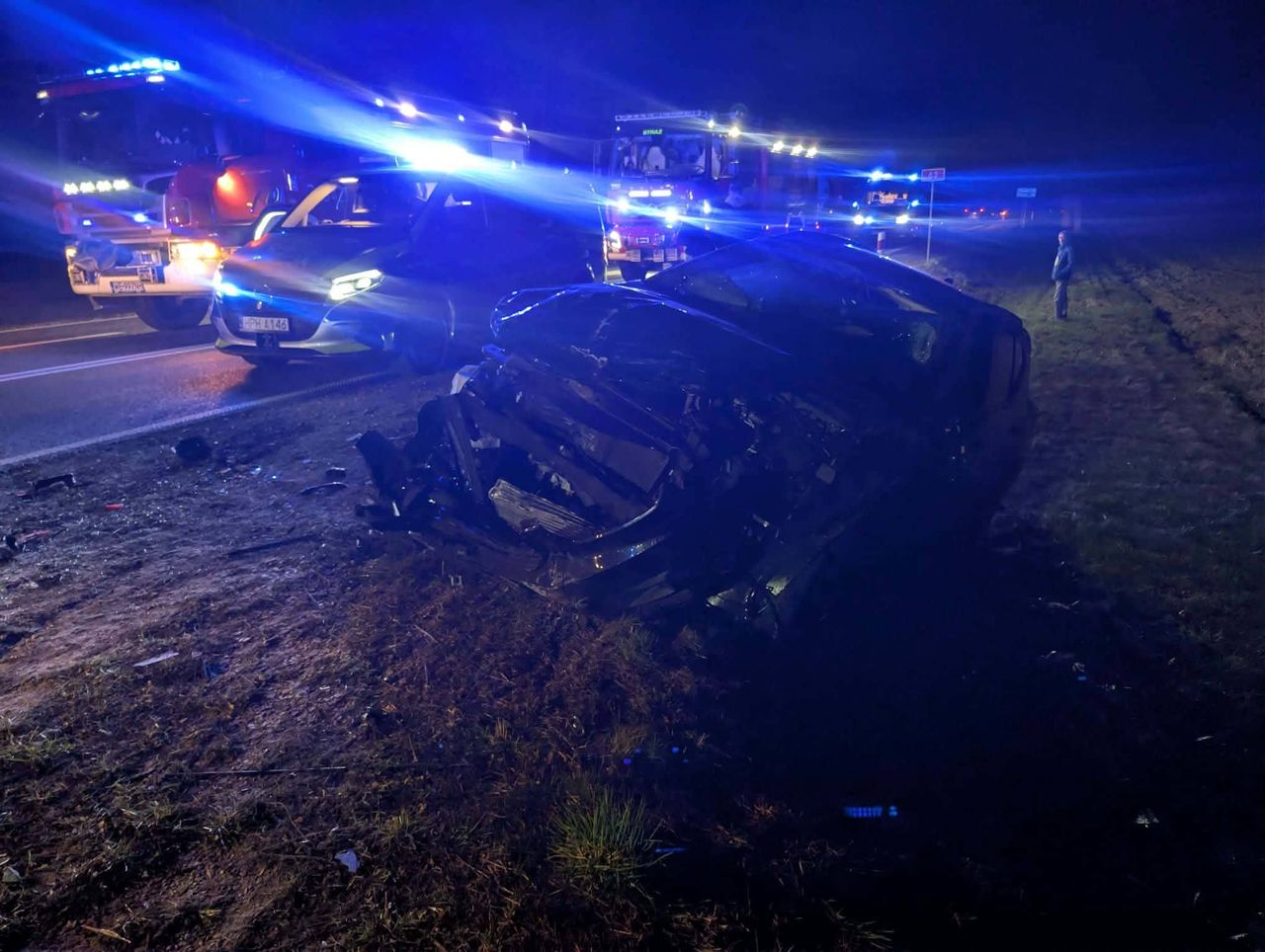 Poważny wypadek w Wilczkowie DK62. Lądował LPR! 25-latek w ciężkim stanie!