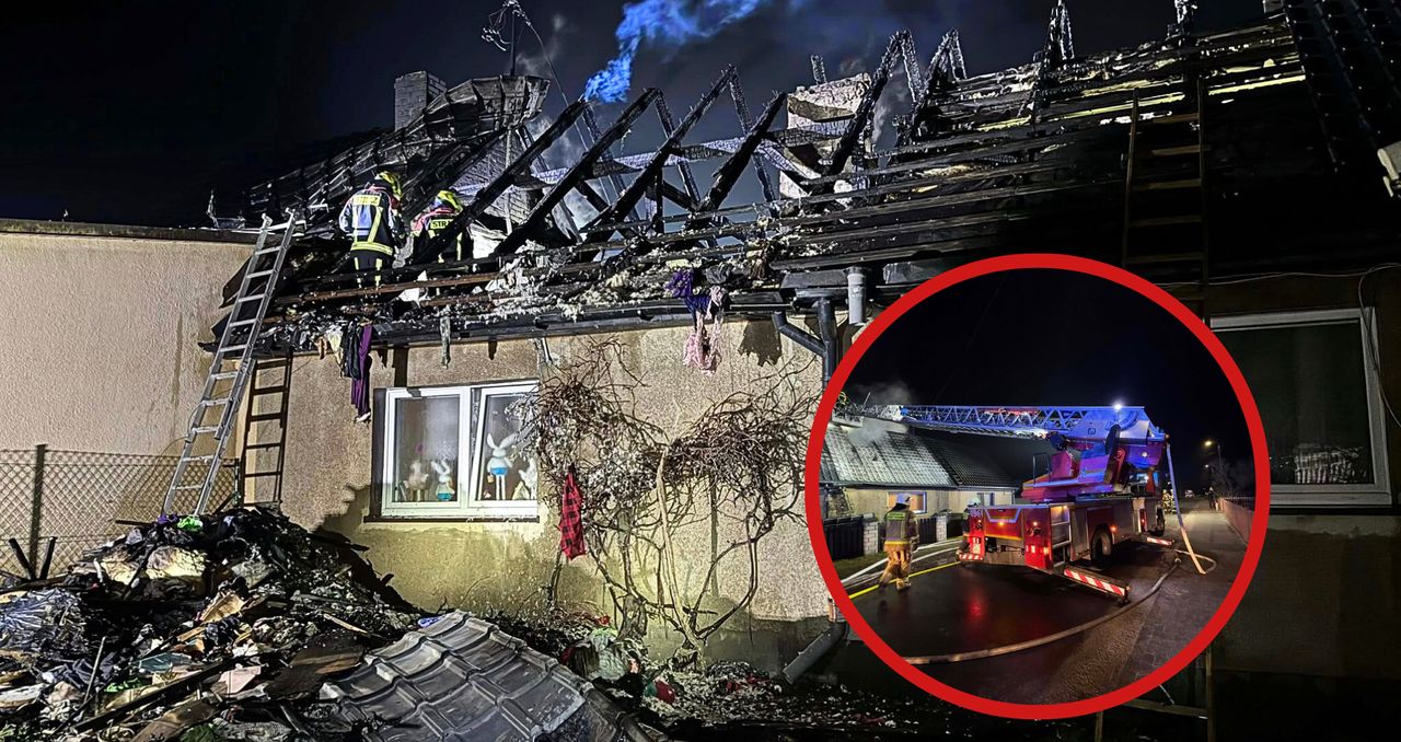 Z ogniem walczyło 14 zastępów straży pożarnej. Dwie rodziny straciły dach nad głową