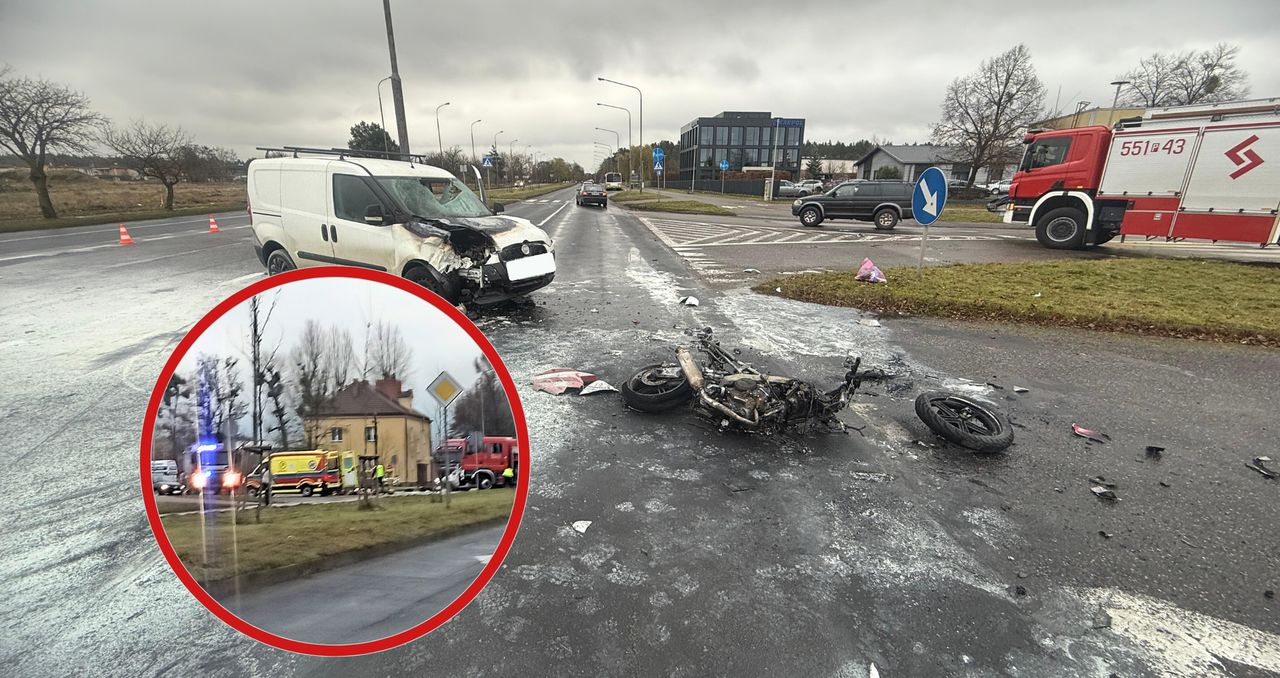 Piła: Motocykl stanął w płomieniach po zderzeniu z Fiatem - mamy VIDEO