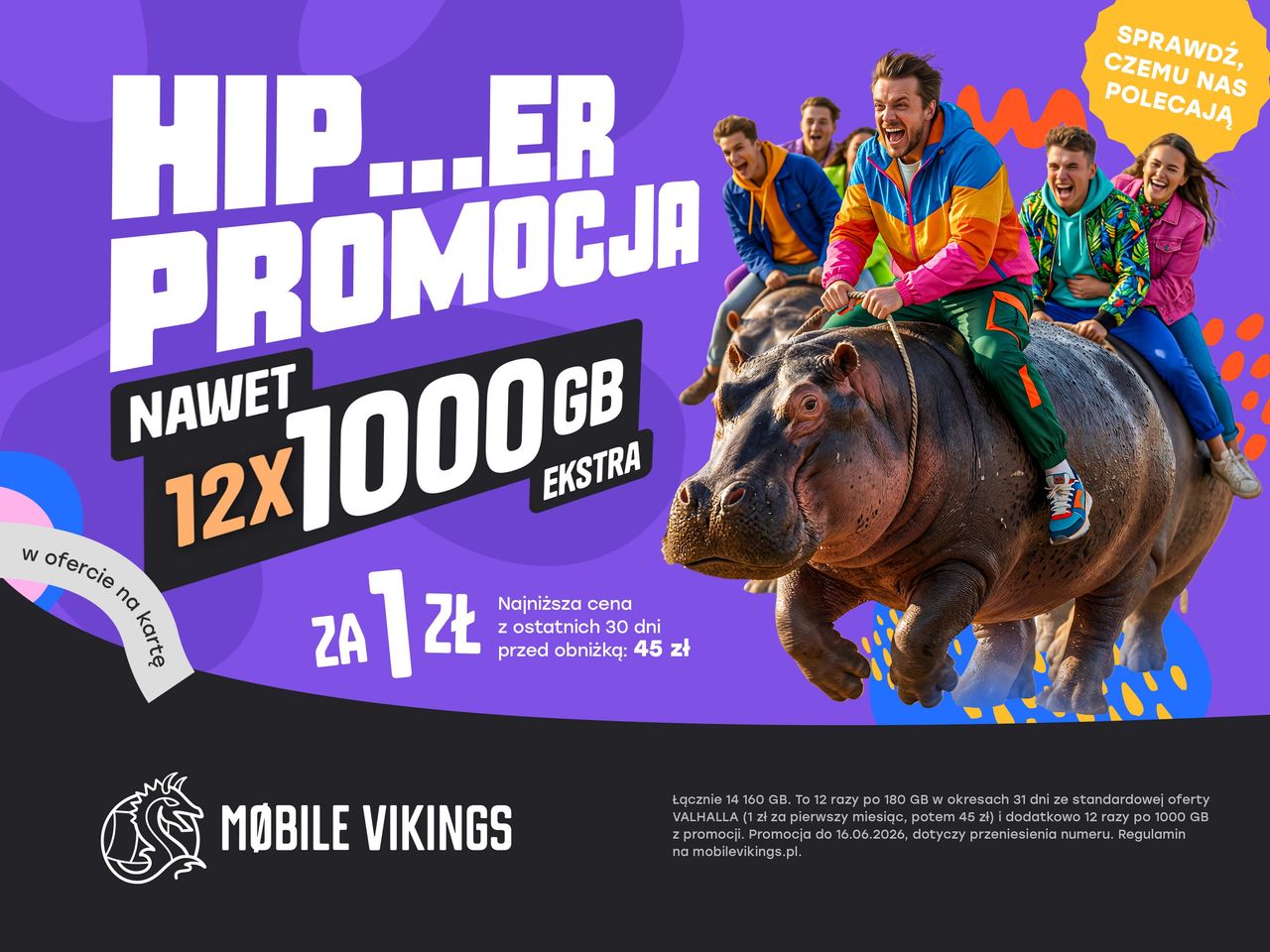 Nowa promocja Mobile Vikings: nawet 12 x 1000 GB ekstra i pierwszy miesiąc za 1 zł!