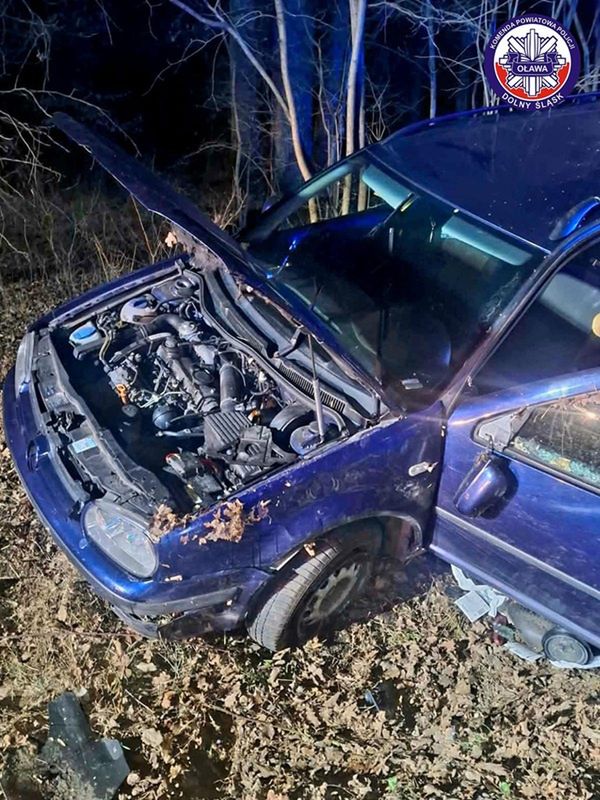 Pościg po północy pod Oławą. Poszukiwany 42-latek zakończył ucieczkę w rowie