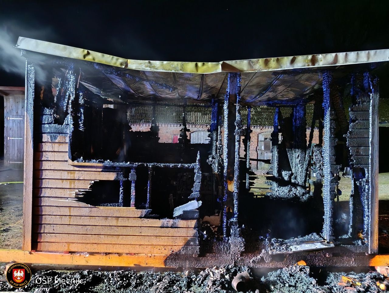 Pożar sauny w Laskach Wałeckich. Ogień wybuchł w nocy