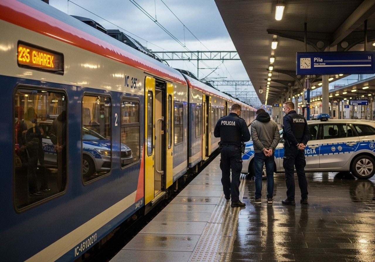 Awantura w pociągu Gwarek stacji PKP Piła Główna