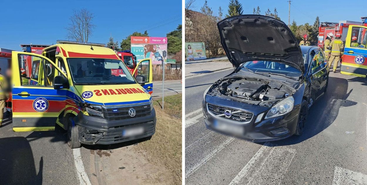 Zdarzenie drogowe w Słupnie na ul. Warszawskiej – karetka zderzyła się z samochodem osobowym!