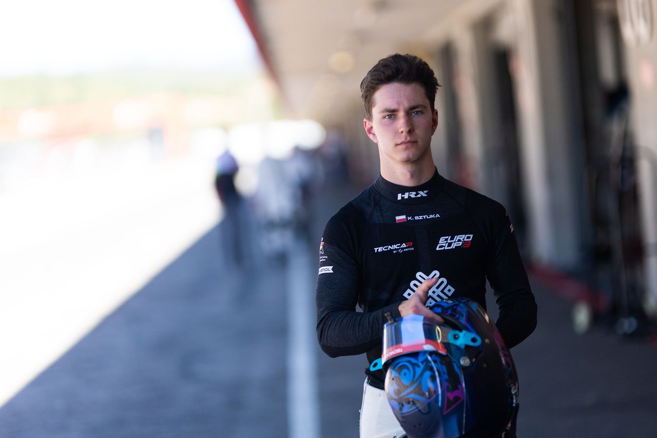 Kacper Sztuka races at Imola in Eurocup-3 round three