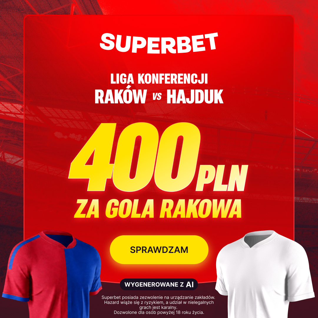 Superbet nagradza 400 zł za gola Rakowa – medaliki walczą o awans w Lidze Konferencji
