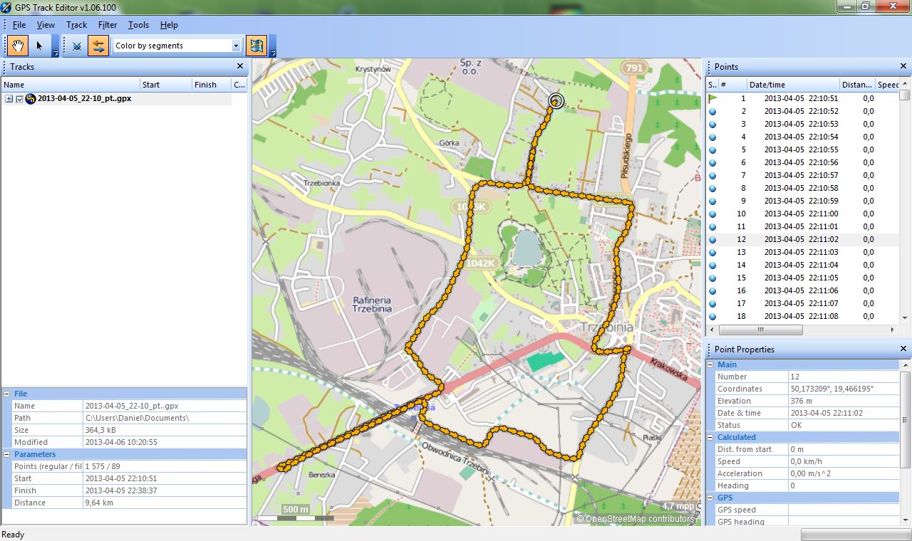 Gps track editor