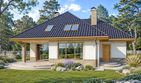 Projekt domu Syntia wersja C - parterowy z poddaszem dom o powierzchni 160,35 m², dach kopertowy - ujęcie 2