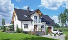 Projekt domu Biskupice 9 - parterowy z poddaszem dom o powierzchni 126,04 m² - ujęcie frontu