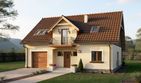 Projekt domu HG-C1A - parterowy z poddaszem dom o powierzchni 129,30 m², dach dwuspadowy - ujęcie frontu