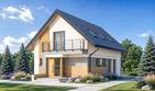 Projekt domu Amelia - parterowy z poddaszem dom o powierzchni 137,15 m², dach dwuspadowy, koszt budowy 356 000 zł - ujęcie frontu