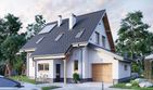 Projekt domu Krab Neo (1164) - parterowy z poddaszem dom o powierzchni 104,30 m², dach dwuspadowy, koszt budowy 287 000 zł - ujęcie frontu