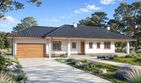 Projekt domu Fiona z garażem - parterowy dom o powierzchni 103,60 m², dach kopertowy, koszt budowy 313 000 zł - ujęcie frontu