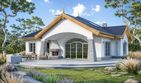 Projekt domu Arabella 2a - parterowy dom o powierzchni 207,50 m², dach namiotowy, koszt budowy 648 000 zł - ujęcie frontu