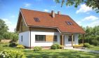 Projekt domu TK55 - parterowy z poddaszem dom o powierzchni 122,80 m², dach dwuspadowy, koszt budowy 317 000 zł - ujęcie frontu