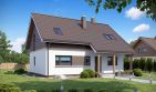 Projekt domu TK55P - parterowy z poddaszem dom o powierzchni 194,94 m², dach dwuspadowy, koszt budowy 490 000 zł - ujęcie frontu