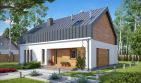 Projekt domu TK58 - parterowy z poddaszem dom o powierzchni 159,52 m², dach dwuspadowy, koszt budowy 408 000 zł - ujęcie frontu