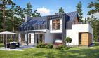 Projekt domu TK59 - parterowy z poddaszem dom o powierzchni 159 m², dach dwuspadowy, koszt budowy 431 000 zł - ujęcie frontu
