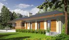 Projekt domu Bil II - parterowy dom o powierzchni 112,68 m², dach kopertowy, koszt budowy 347 000 zł - ujęcie frontu