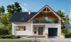 Projekt domu Wodnik As (1262) - parterowy z poddaszem dom o powierzchni 114,60 m², dach dwuspadowy, koszt budowy 310 000 zł - ujęcie frontu