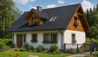 Projekt domu L-29 Dom kwiatowa - szkieletowy - parterowy z poddaszem dom o powierzchni 100,30 m², dach dwuspadowy - ujęcie frontu