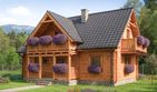Projekt domu L-30 Dom ludowa - z bali - parterowy z poddaszem dom o powierzchni 93,90 m², dach dwuspadowy, koszt budowy 141 600 zł - ujęcie frontu