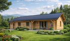 Projekt domu A-108 Dom chmielowa - z bali - parterowy dom o powierzchni 94,10 m², dach dwuspadowy - ujęcie 3