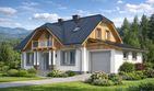 Projekt domu L-34 Dom żwirowa - murowany - parterowy z poddaszem dom o powierzchni 102,10 m², dach naczółkowy - ujęcie 2