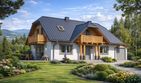 Projekt domu L-34 Dom żwirowa - szkieletowy - parterowy z poddaszem dom o powierzchni 108,30 m², dach naczółkowy - ujęcie 2
