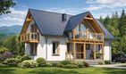 Projekt domu L-35 Dom różana - murowany - parterowy z poddaszem dom o powierzchni 93,40 m², dach dwuspadowy, koszt budowy 242 000 zł - ujęcie frontu
