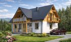 Projekt domu L-35 Dom różana - szkieletowy - parterowy z poddaszem dom o powierzchni 99 m², dach dwuspadowy, koszt budowy 237 600 zł - ujęcie frontu
