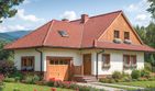 Projekt domu L-40 Dom wiślana - szkieletowy - parterowy z poddaszem dom o powierzchni 123,50 m², dach dwuspadowy, koszt budowy 336 720 zł - ujęcie frontu