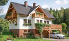 Projekt domu L-71 Dom rolna - szkieletowy - parterowy z poddaszem dom o powierzchni 121,70 m², dach dwuspadowy - ujęcie frontu